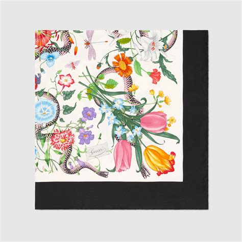 gucci flora snake scarf|gucci silk floral scarf.